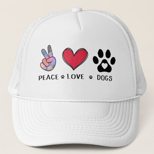 Peace Love Hondenliefhebbers Trucker Hat Trucker Pet (Voorkant)