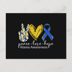 Peace Love Hope Ataxia Awareness Shirt Blue Ribbon Briefkaart