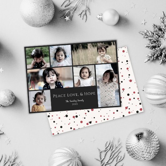 Peace Love Hope Black Photo Christmas Carte