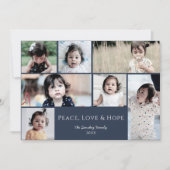 Peace Love Hope Carte de vacances photo blanche (Devant)