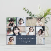 Peace Love Hope Carte de vacances photo blanche (Debout devant)
