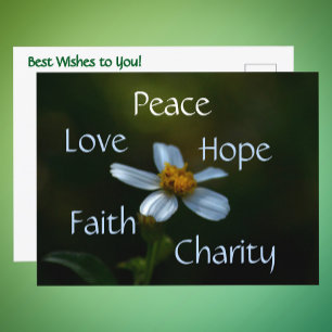 Peace Love Hope Faith Charity Daisy Floral Briefkaart