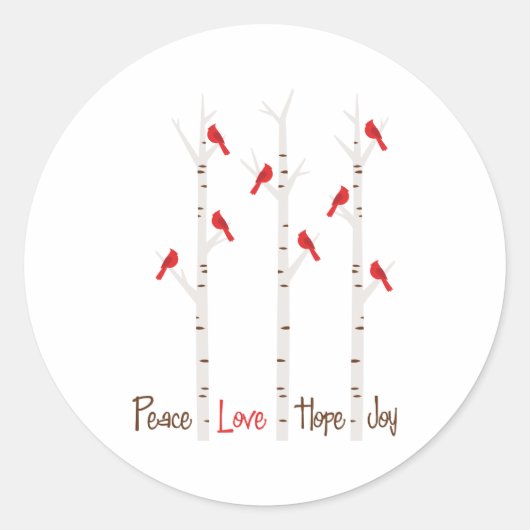 Peace Love Hope Joy Ronde Sticker (Voorkant)