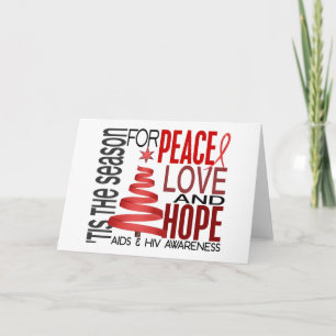 Peace Love Hope kerstfeestdag AIDS Feestdagen Kaart