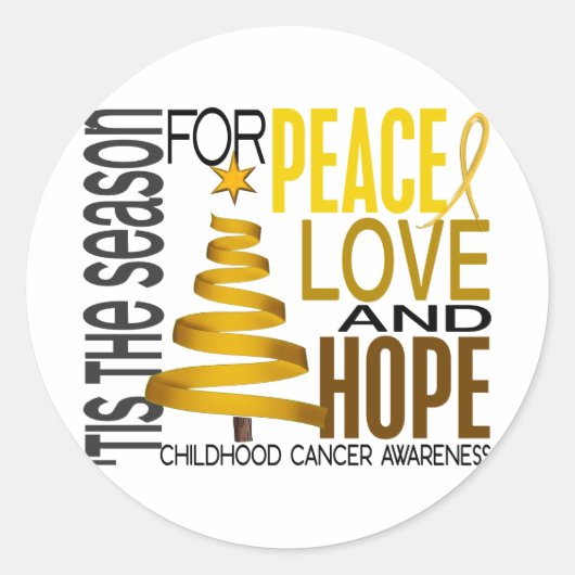 Peace Love Hope kerstfeestdag kinderkanker Ronde Sticker (Voorkant)