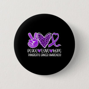 Peace Love Hope Leopard Paarse alvleesklier kanker Ronde Button 5,7 Cm