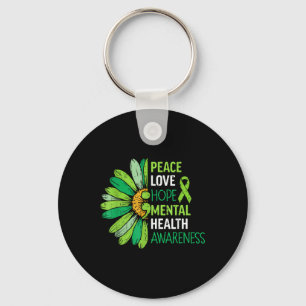 Peace Love Hope Mental Health Awareness Green Ribb Sleutelhanger