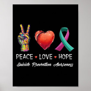 Peace Love Hope Suicide Prevention Awareness Man W Poster