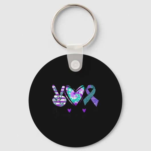 Peace Love Hope Suicide Prevention Awareness Tie-d Sleutelhanger (Voorkant)