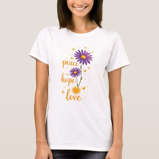 Peace Love Hope T-shirt Inspiration Positivité (Devant)