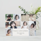 Peace Love Hope White Photo Christmas Carte (Debout devant)