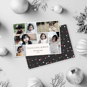 Peace Love Hope White Photo Christmas Carte