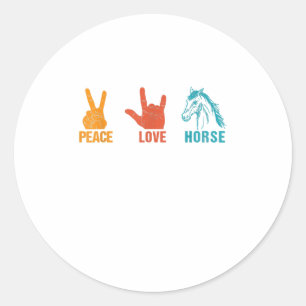Peace Love Horse Horse Gift for Hors Ronde Sticker