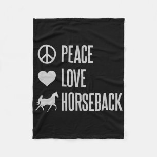Peace Love Horseback Horse Riding Fleece Deken