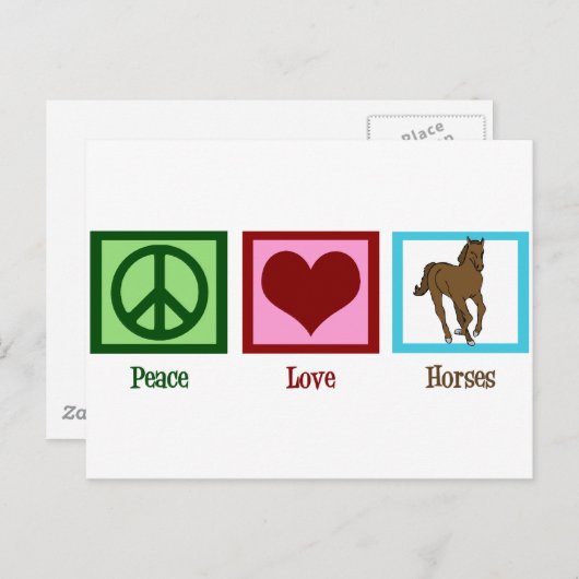 Peace Love Horses Briefkaart (Voorkant / Achterkant)