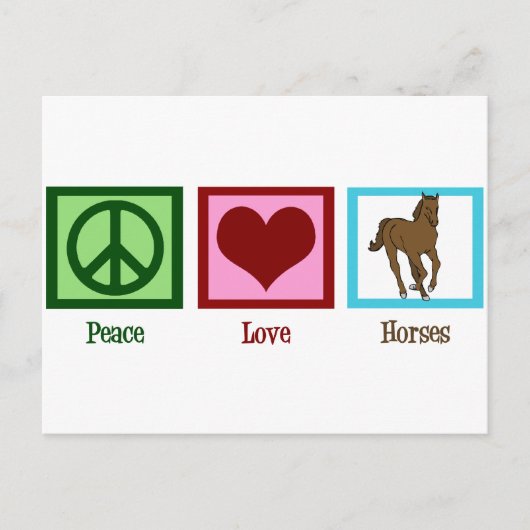 Peace Love Horses Briefkaart (Voorkant)