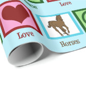 Peace Love Horses Kerstmis Cadeaupapier (Rol Hoek)