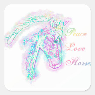 Peace Love Horses Vierkante Sticker