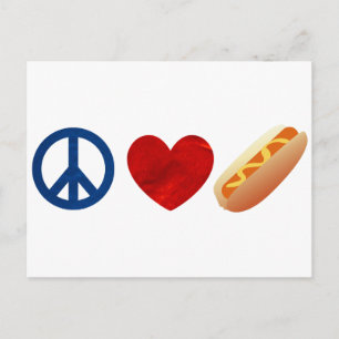Peace Love Hotdog Briefkaart
