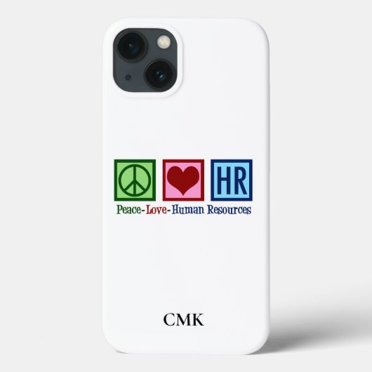Peace Love HR Cute Human Resources Monogram Case-Mate iPhone Case (Achterkant)