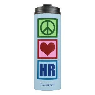Peace Love HR - Personeelsblauw Thermosbeker