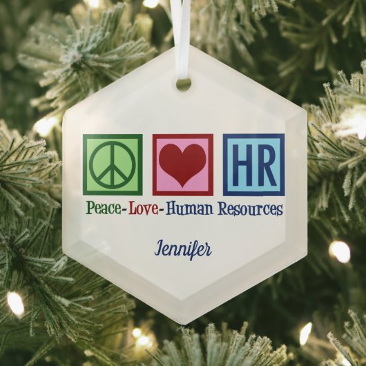 Peace Love Human Resources - Aangepast kerstfeest Glas Ornament (Insitu)