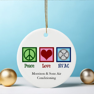 Peace Love HVAC Company Custom Kerstmis Keramisch Ornament