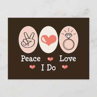 Peace Love I Do Mariage Carte postale