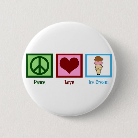 Peace Love Ice Cream Ronde Button 5,7 Cm (Voorkant)