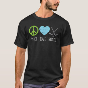 Peace Love Ice Hockey Cool Player Goalie Hippie me T-shirt