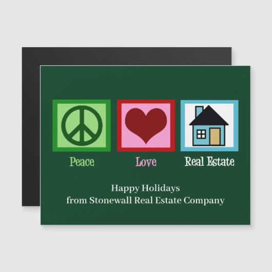 Peace Love Immobilier Custom Christmas Magnet (Devant / Derrière)