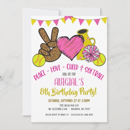 Peace Love Invitation de la fête (Devant)