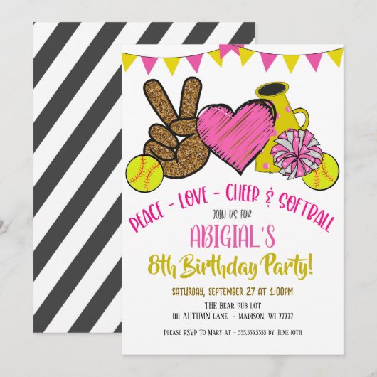 Peace Love Invitation de la fête (Devant / Derrière)