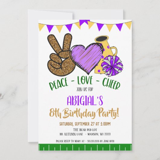 Peace Love Invitation de la fête (Devant)