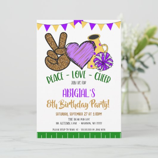 Peace Love Invitation de la fête (Debout devant)