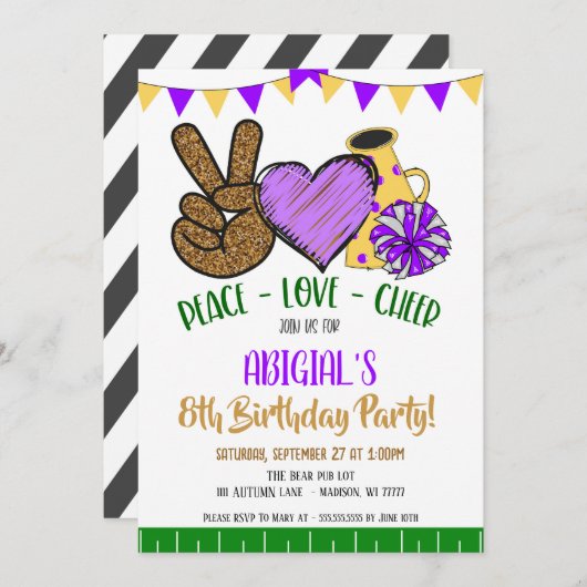 Peace Love Invitation de la fête (Devant / Derrière)