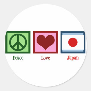 Peace Love Japan Ronde Sticker