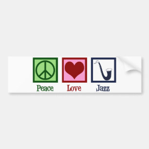 Peace Love Jazz Music Saxophone Bumpersticker