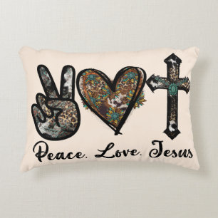 Peace Love Jesus Accent Coussin