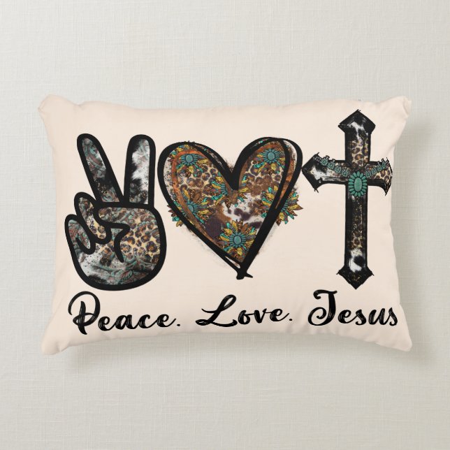 Peace Love Jesus Accent Coussin (Devant)