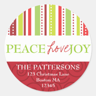 Peace Love Jove Pois & Stripes Étiquette de adress