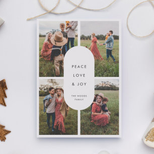 Peace Love Joy 4 Foto Moderne Minimalistische Kers Feestdagenkaart