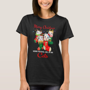 Peace Love Joy and Cats in Socket Kerstmis voor ka T-shirt