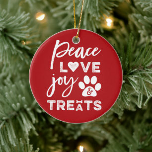 Peace Love Joy Behandelt Hondenliefhebber Foto Fun Keramisch Ornament