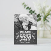 Peace Love Joy Chalkboard Carte postale (Debout devant)