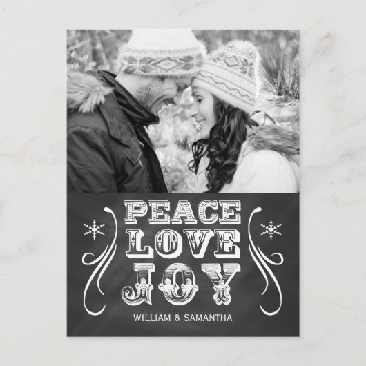 Peace Love Joy Chalkboard Carte postale (Devant)