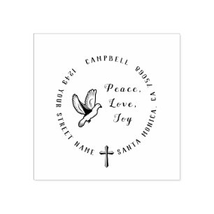 Peace Love Joy Christelijk retouradres van de ho Rubberstempel