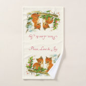 Peace Love & Joy Cute Winter Foxes (Serviette à main)