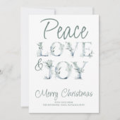 Peace Love & Joy Decorative Typography Kerstmis Feestdagenkaart (Voorkant)