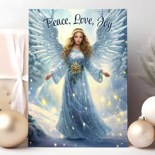 Peace Love Joy Elegant Angel Christmas Feestdagen Kaart